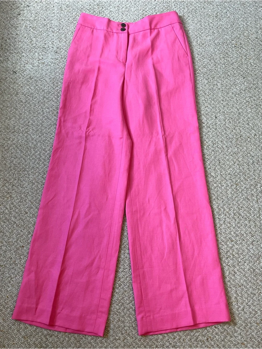 NWT Talbots Greenwich Pants Pink Geranium Linen Blend Wide Leg High Waist 4